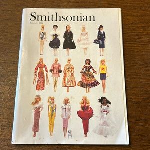 Smithsonian Magazine December 1989. Barbie cover. 31 yrs of roles and fashions.